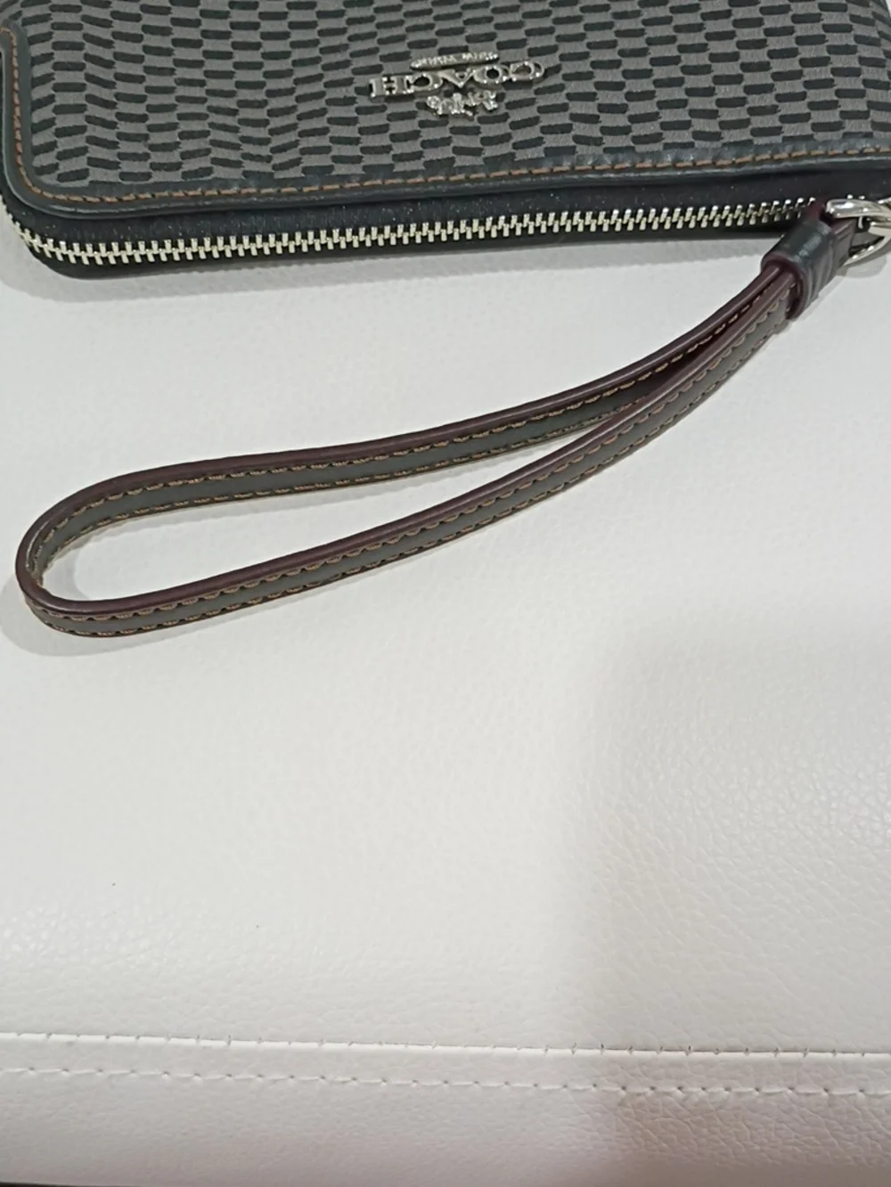 Coach Brown and Black Checkered Wristlet